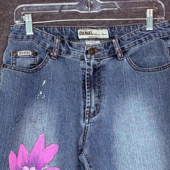 Vintage Daniel Original Design Floral Hand-Painted Embellished Jeans Womens 9/10 - Picture 2 of 12